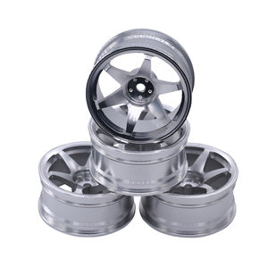 RACERS EDGE RCE3476 1/10 Aluminum On-Road Drifting Car Wheels, 6V Style, Silver (4pcs)