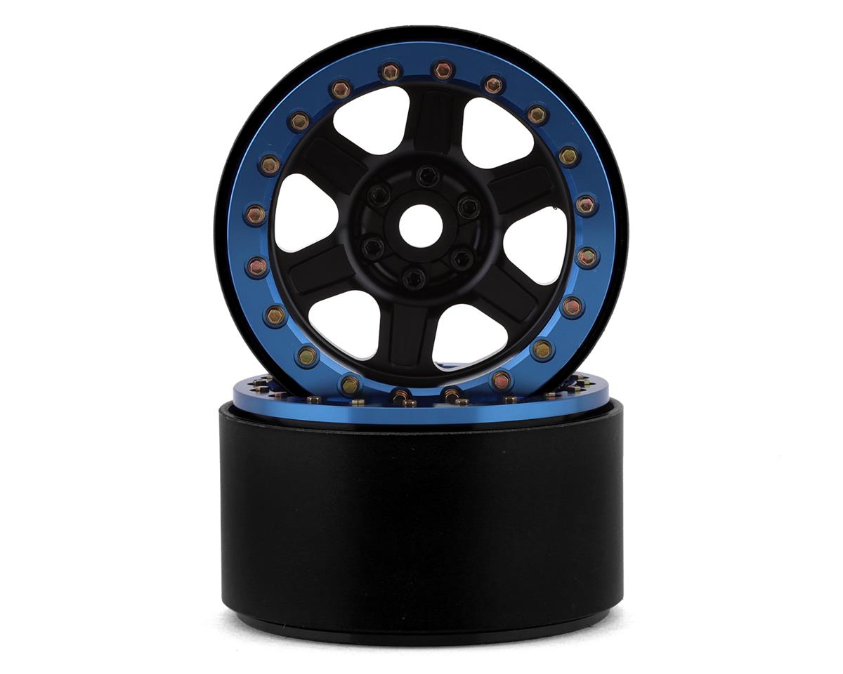SSD SSD00431 Challenger 2.2" Beadlock Crawler Wheels (Black/Blue) (2)