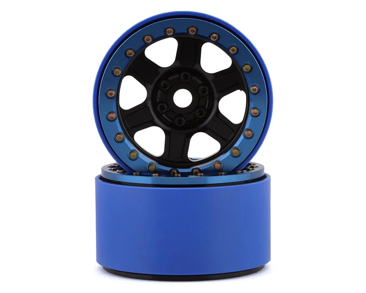 SSD SSD00435 Challenger PL 2.2" Beadlock Crawler Wheels (Black/Blue) (2)