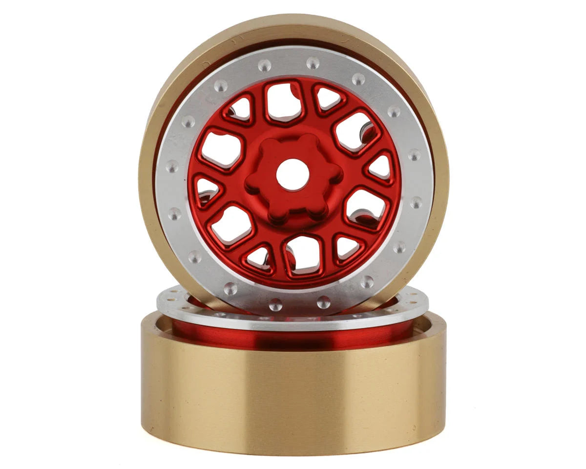 SSD SSD00550 1.0” Boxer Aluminum/Brass Beadlock Wheels (Red) (2)