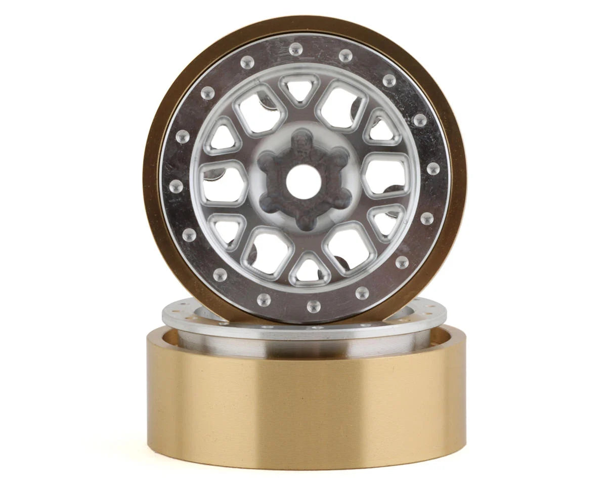 SSD SSD00554 1.0” Boxer Aluminum/Brass Beadlock Wheels (Silver) (2)