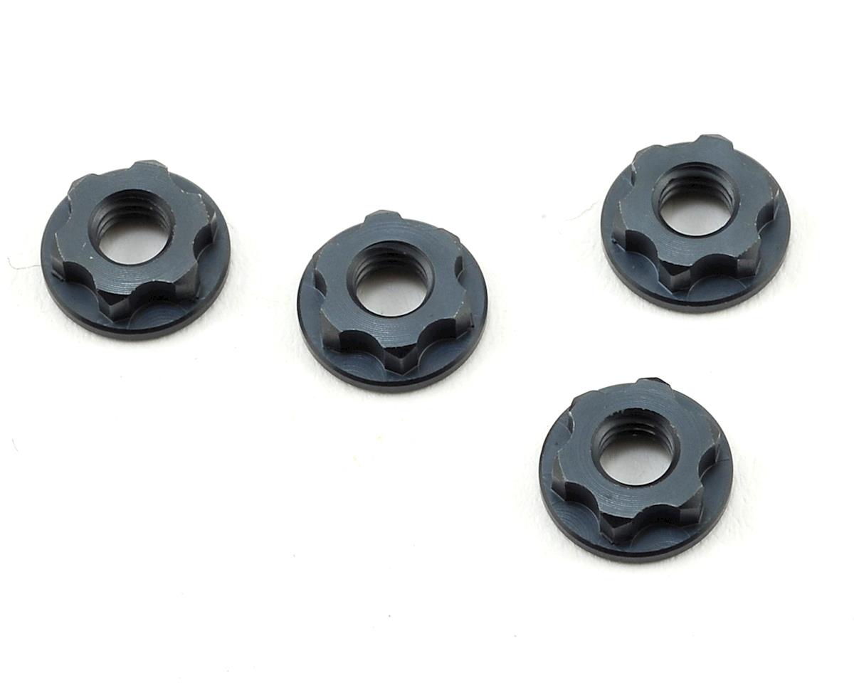 TEKNO TKR6274 Wheel Nuts 7mm M4 Serrated Gun Metal Anodized 4pc