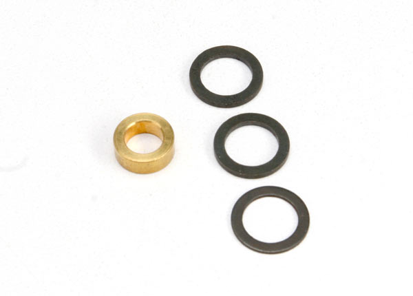 TRAXXAS 5426  Washer, 7x10x1.0 (2), 7x10x0.5 (1) black steel (shims for flywheel spacing), Washer, 5x8.2.8 brass (1) (shim for clutch bell spacing) for Revo Big Block Kit