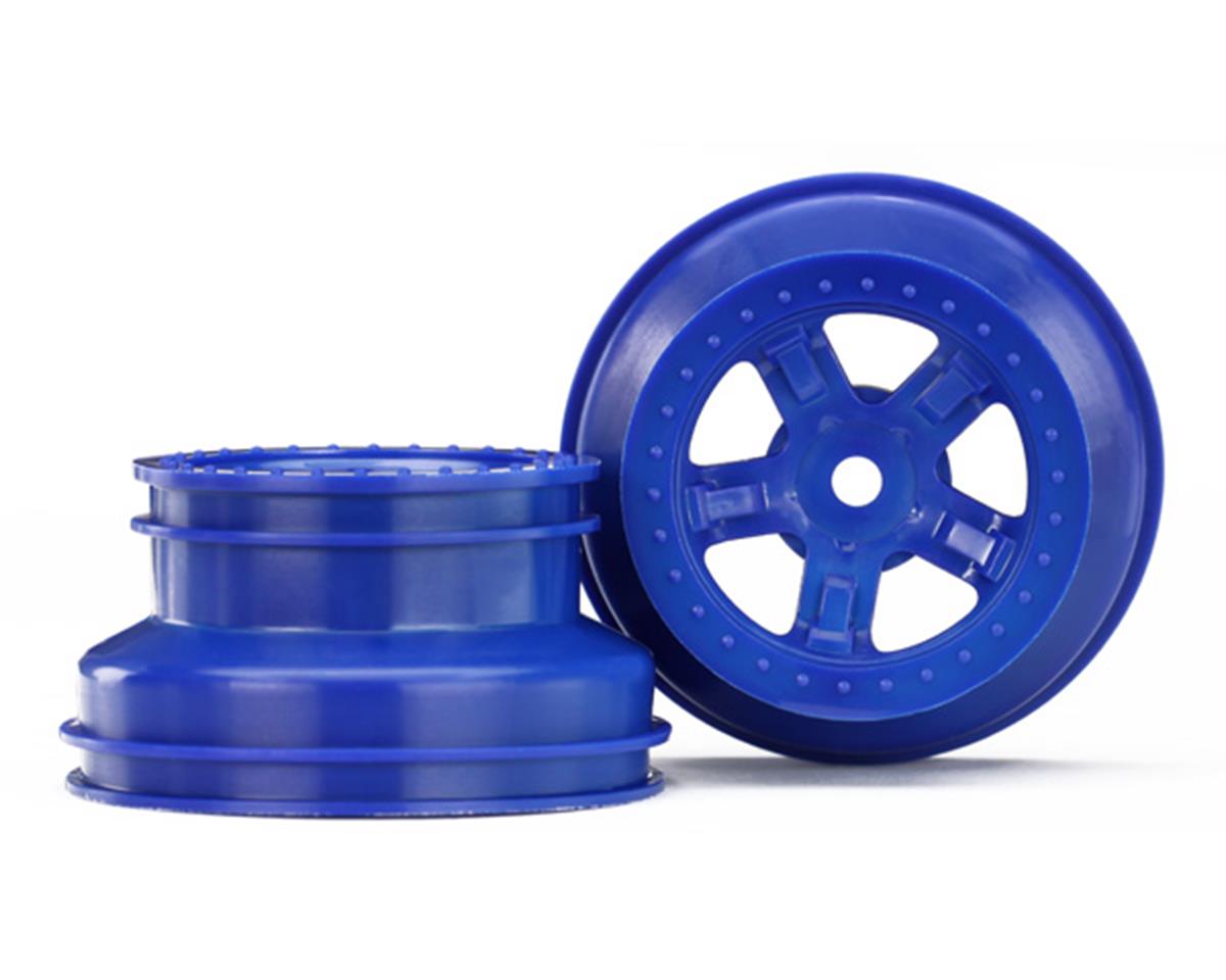 TRAXXAS 7673 Wheels, SCT blue, beadlock style, dual profile 1.8" inner, 1.4" outer (2) PRERUNNER