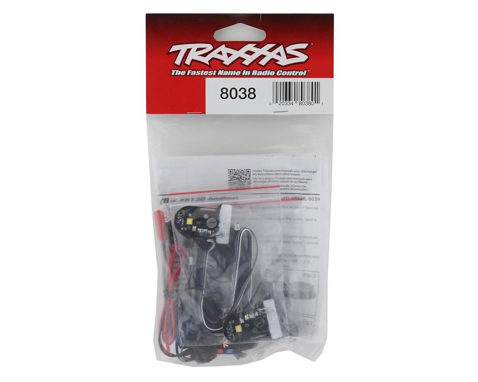 TRAXXAS 8038 LED Light Set Complete W/ Power Supply. Contains Headlights, Tail Lights, Side Markers Lights, and Distribution Block. Fits 8130 Body