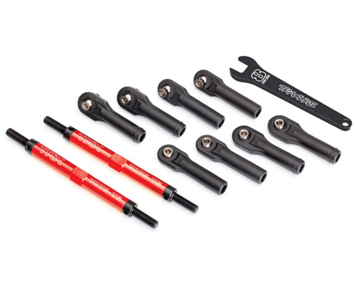 TRAXXAS 8638R Toe links, E-Revo VXL TUBES red-anodized, 7075-T6 aluminum, stronger than titanium 144mm (2)/ rod ends, assembled with steel hollow balls (8)/ aluminum wrench, 10mm (1)