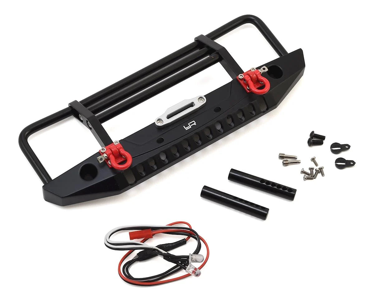 YEAH RACING TRX4-032BK Aluminum Front Bumper w/LED Light (Black) fits TRX-4M and SCX10 i & ii